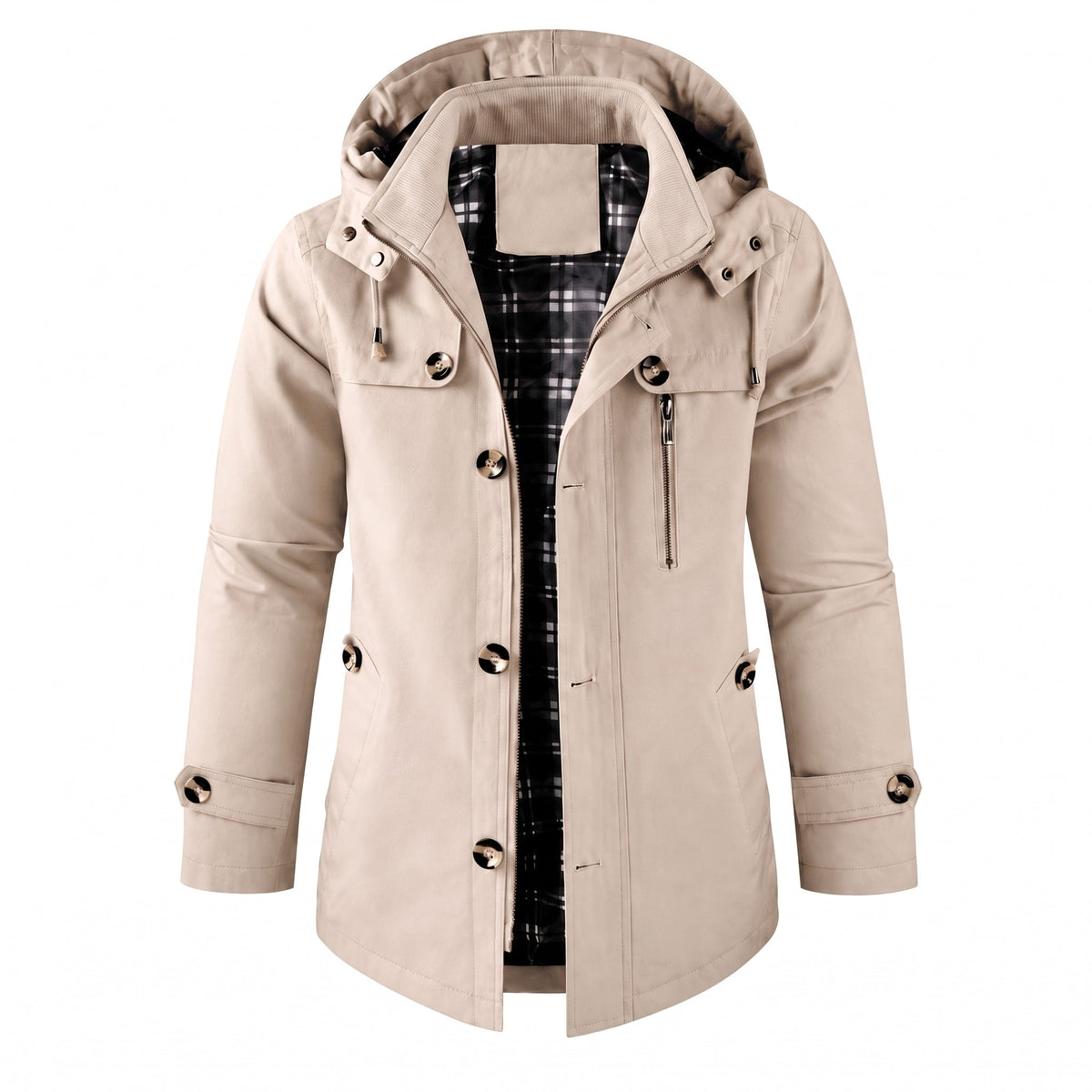 Oliver - Men's Hooded Zip-Up Jacket with Multiple Pockets - Coats & Jackets - White - Sarvento