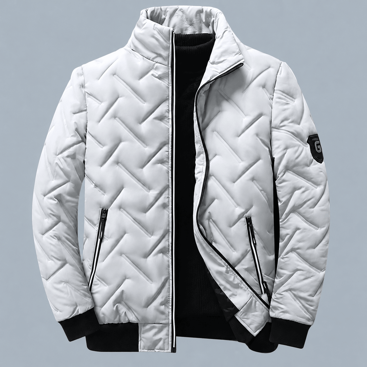 Oliver - Men's Lightweight Quilted Puffer Jacket with Zip Pockets and Stand Collar - Puffer Jackets - Gray - Sarvento