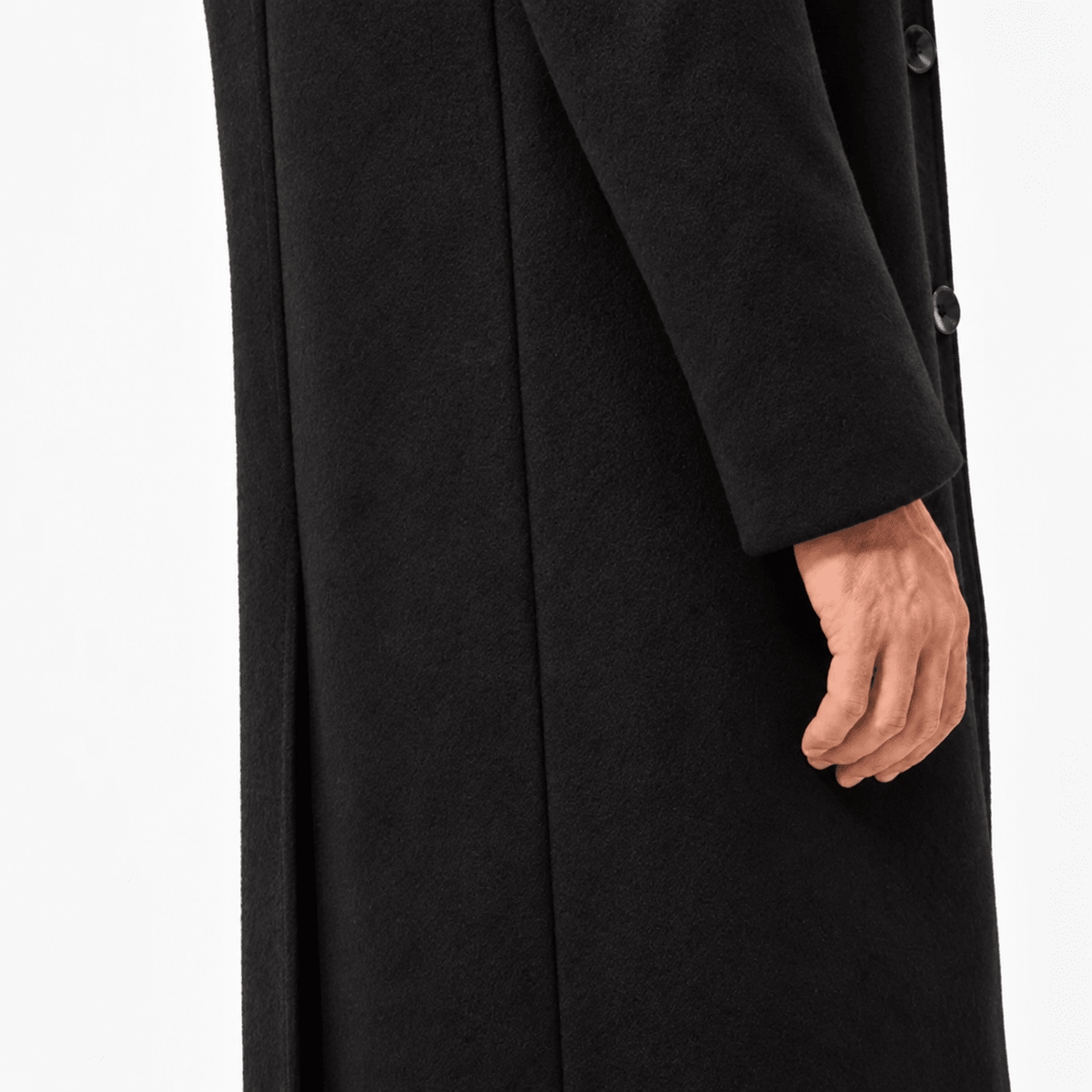Oliver – Men’s Longline Single-Breasted Overcoat - Overcoats - Black - Sarvento