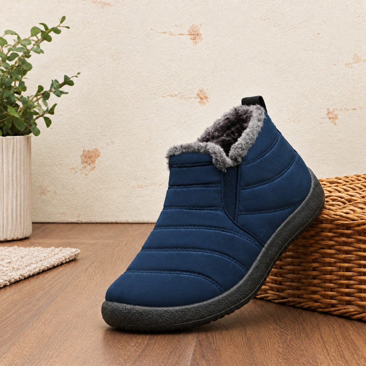 Oliver - Men's Orthopedic Slip-On Winter Ankle Boots with Warm Lining - Boots - Blue - Sarvento