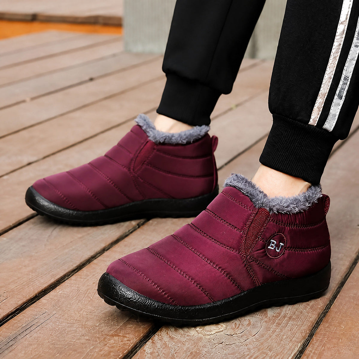Oliver - Men's Orthopedic Slip-On Winter Ankle Boots with Warm Lining - Boots - Red - Sarvento