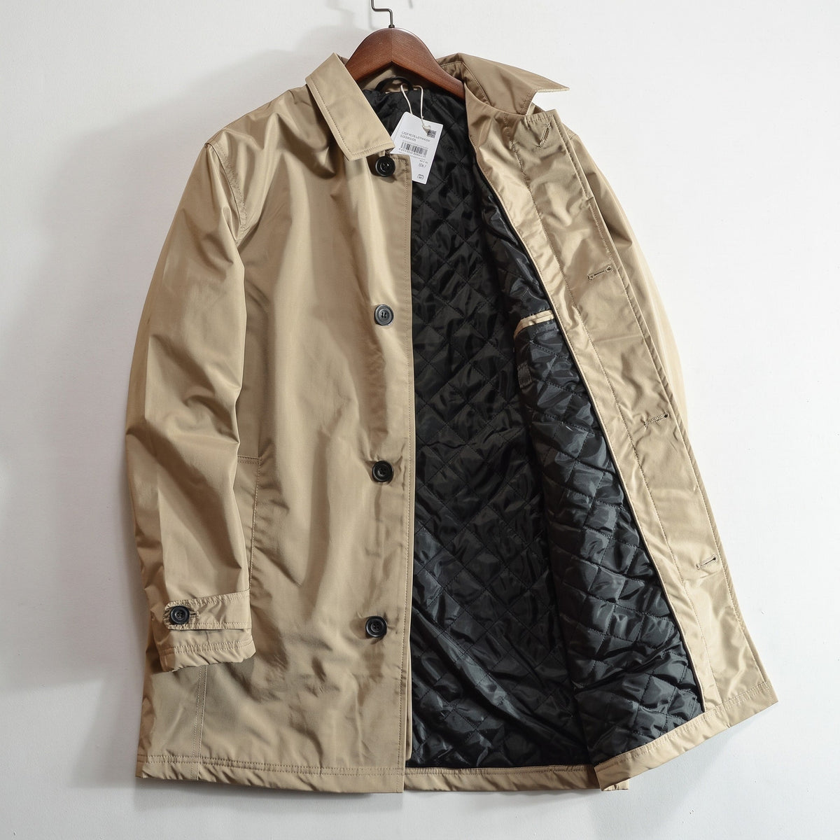 Oliver - Men's Single-Breasted Mac Coat with Classic Collar and Buttoned Cuffs - Coats & Jackets - Beige - Sarvento