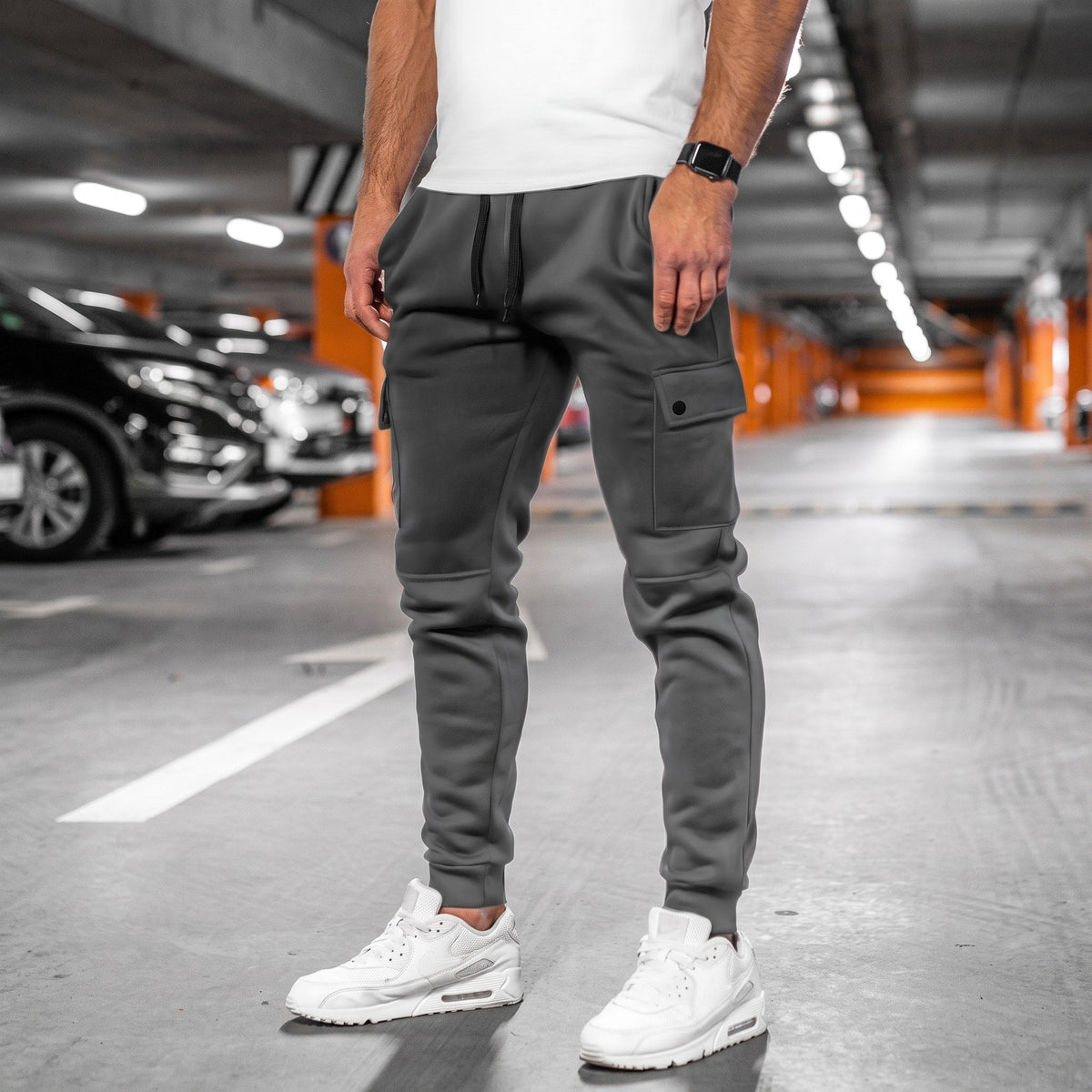 Oliver - Men's Slim Fit Cargo Jogger Pants with Drawstring Waist - Joggers - Army Green - Sarvento