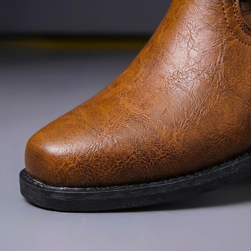 Philip - Men's Harness Ankle Boots with Buckle Strap - Boots - Brown - Sarvento