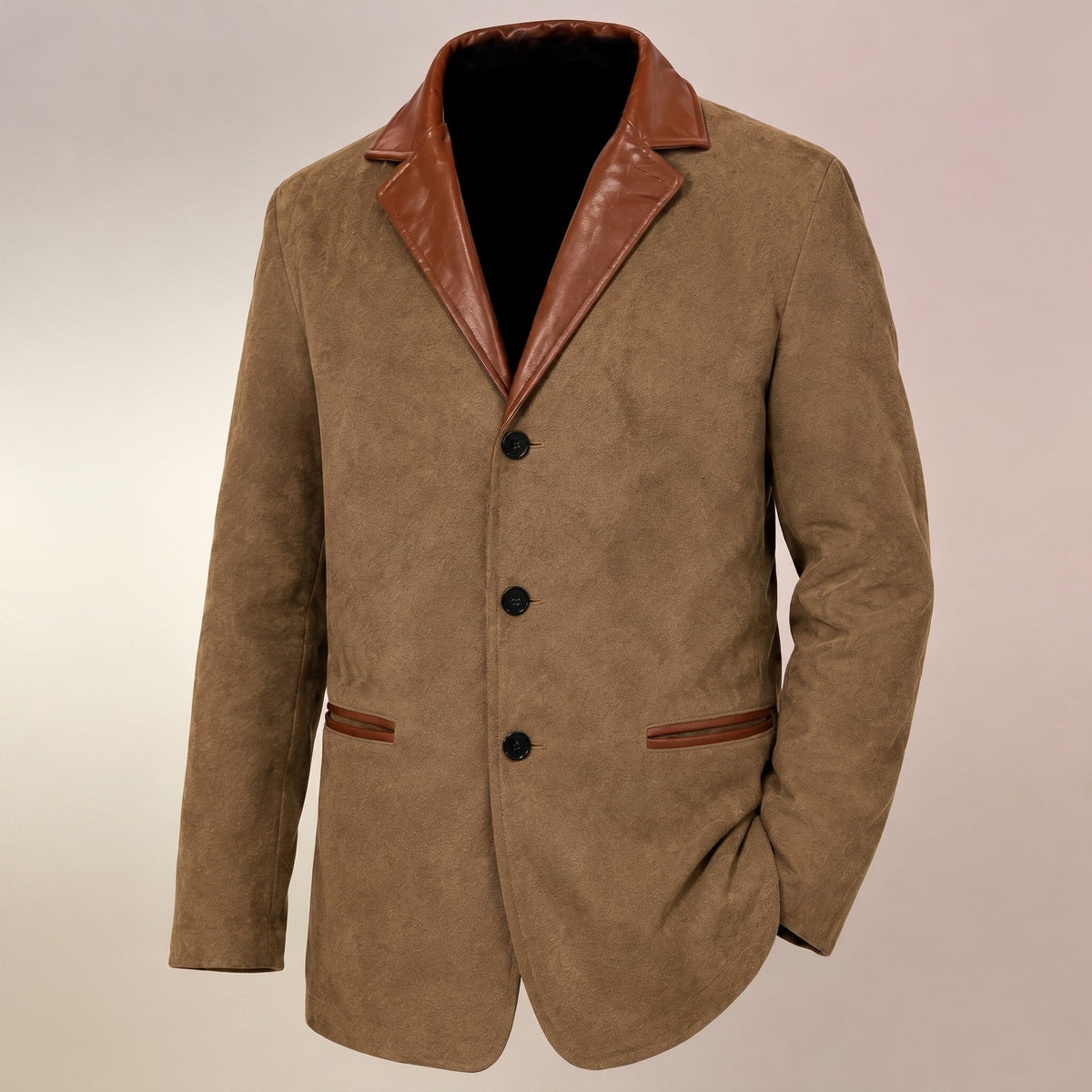 Ralph - Men's Field Jacket with Contrast Collar and Button Front - Coats & Jackets - Brown - Parker&Brooks