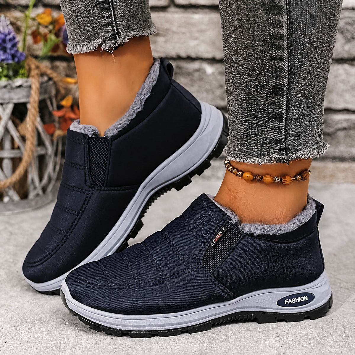 Rowan - Women's Orthopedic Fleece-Lined Slip-On Snow Boots - Boots - Blue - Parker&Brooks
