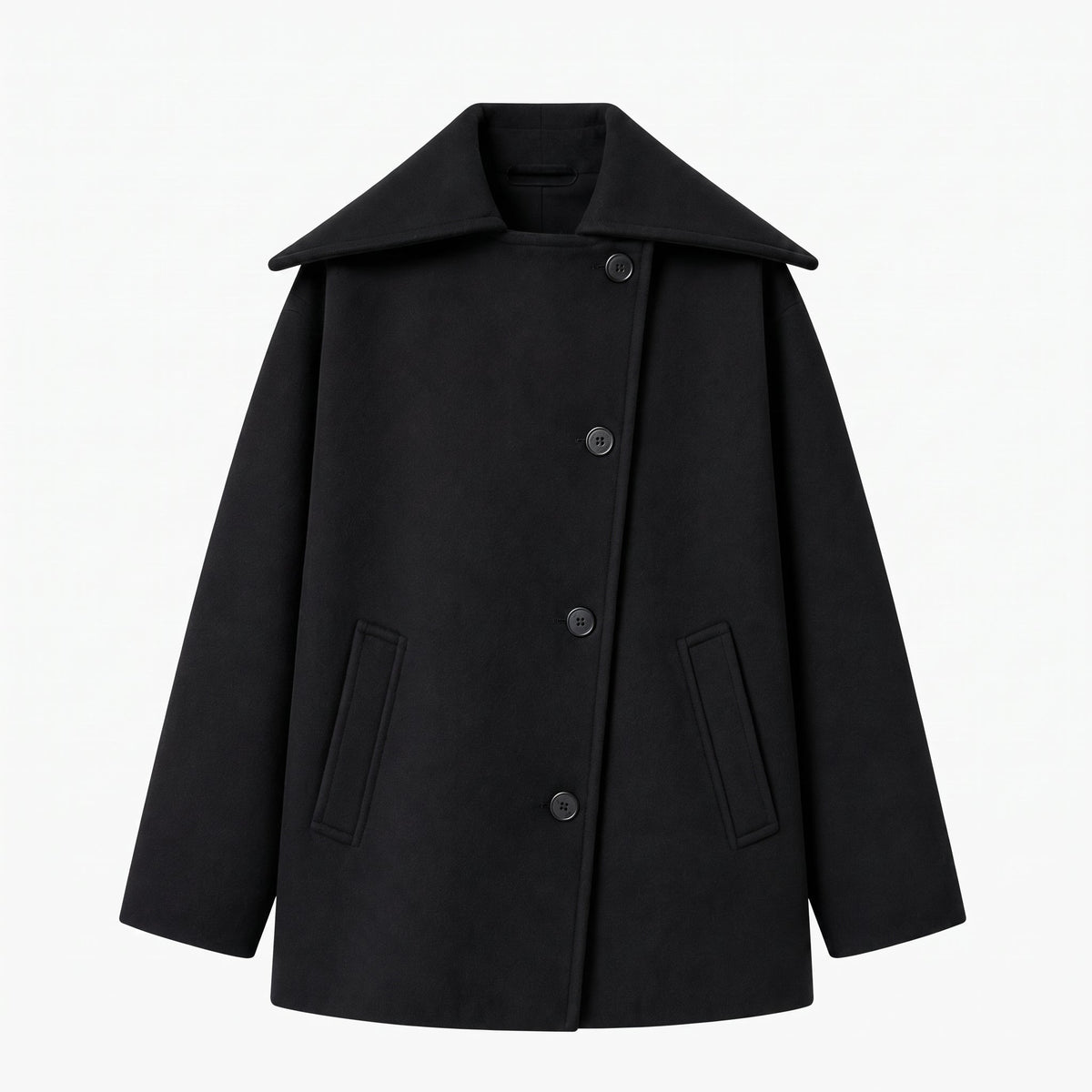 Sophia - Women's Oversized Wool-Blend Coat - Coats & Jackets - Black - Parker&Brooks