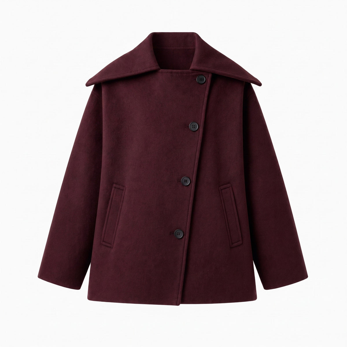 Sophia - Women's Oversized Wool-Blend Coat - Coats & Jackets - Dark Red - Parker&Brooks