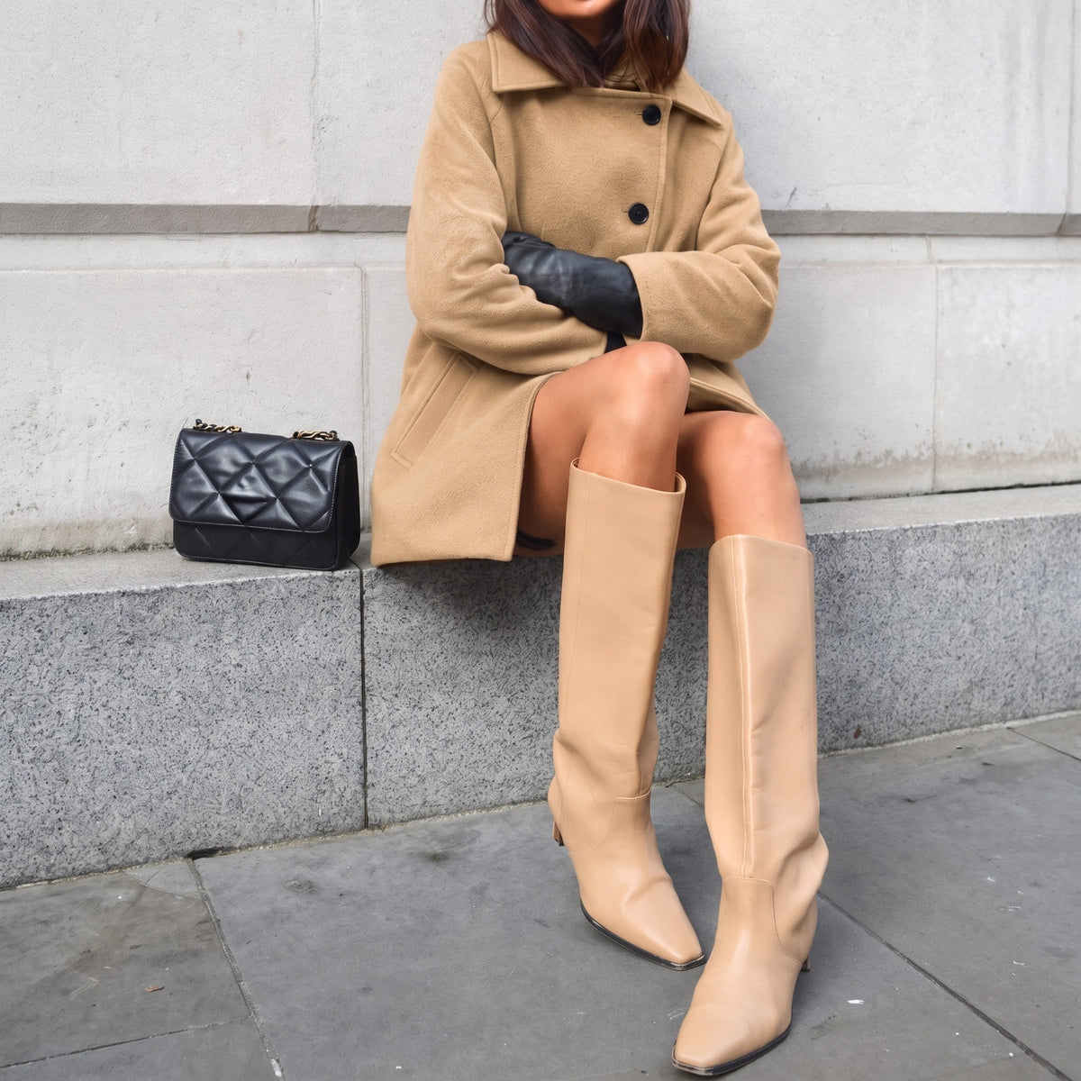 Sophia - Women's Oversized Wool-Blend Coat - Coats & Jackets - Beige - Parker&Brooks