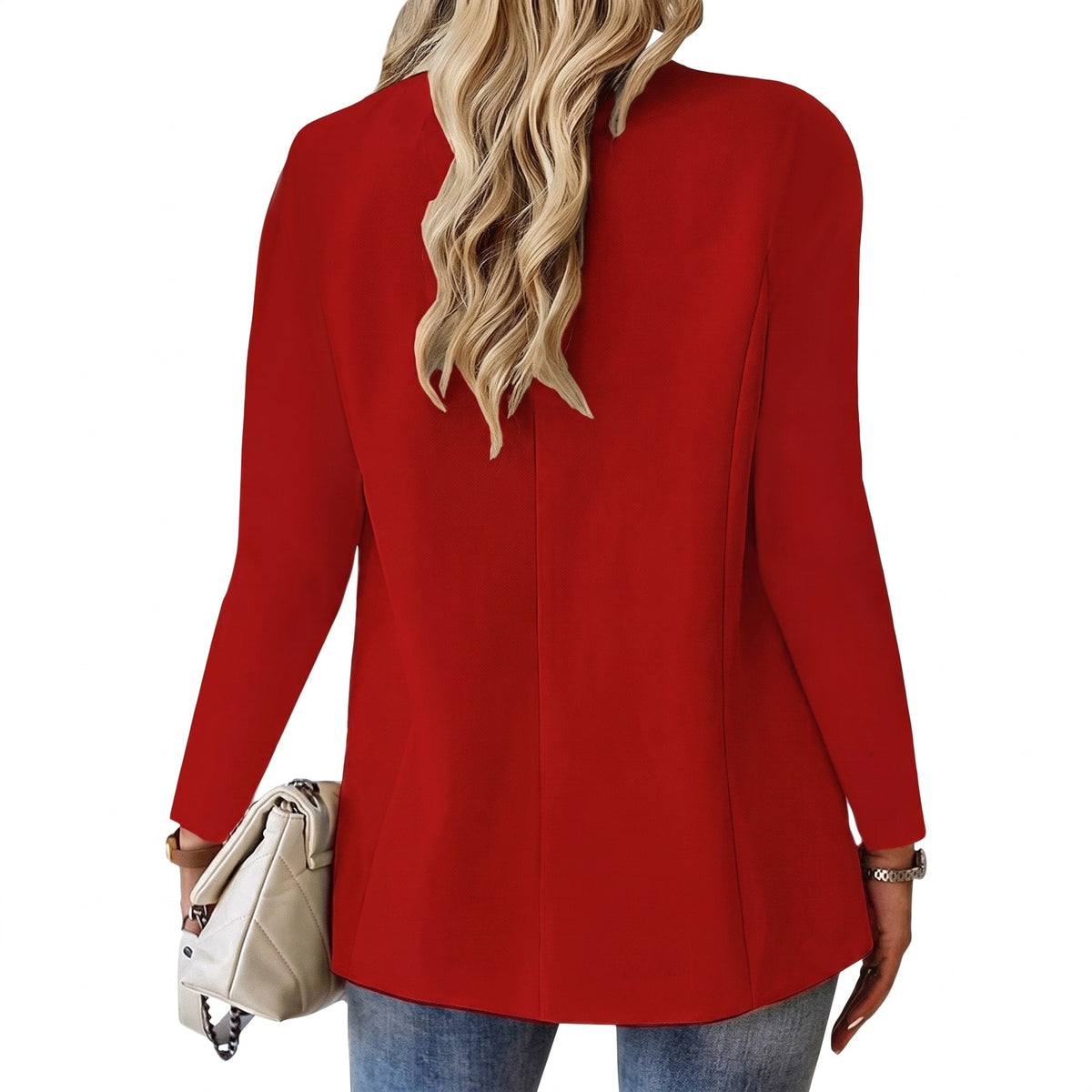 Sophia - Women's Tailored Single-Breasted Blazer with Notch Lapel - Blazers - Red - Sarvento