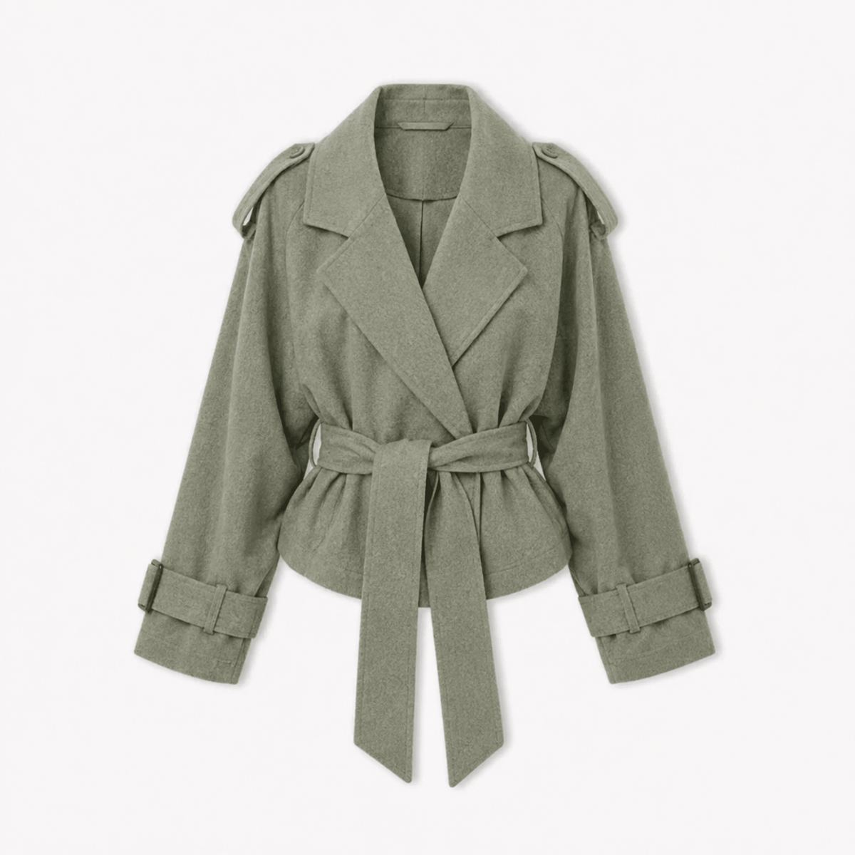 Sophie - Women's Belted Trench Coat with Shoulder Tabs - Trench Coats - Green - Parker&Brooks