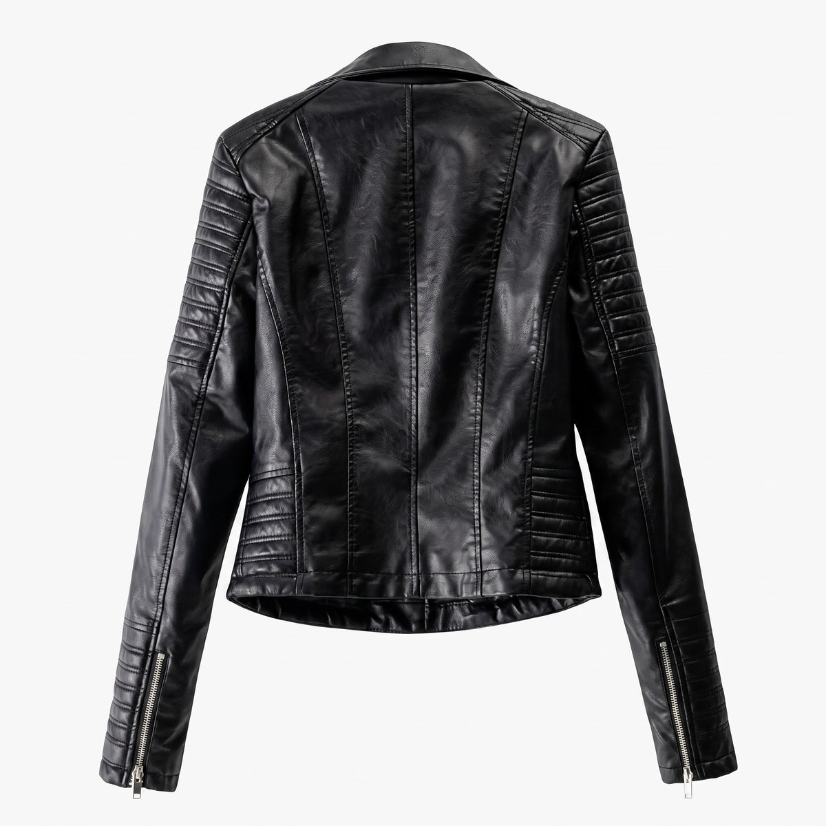 Sophie - Women's Biker Jacket with Quilted Shoulder Detail - Motorcycle Outerwear - Black - Parker&Brooks