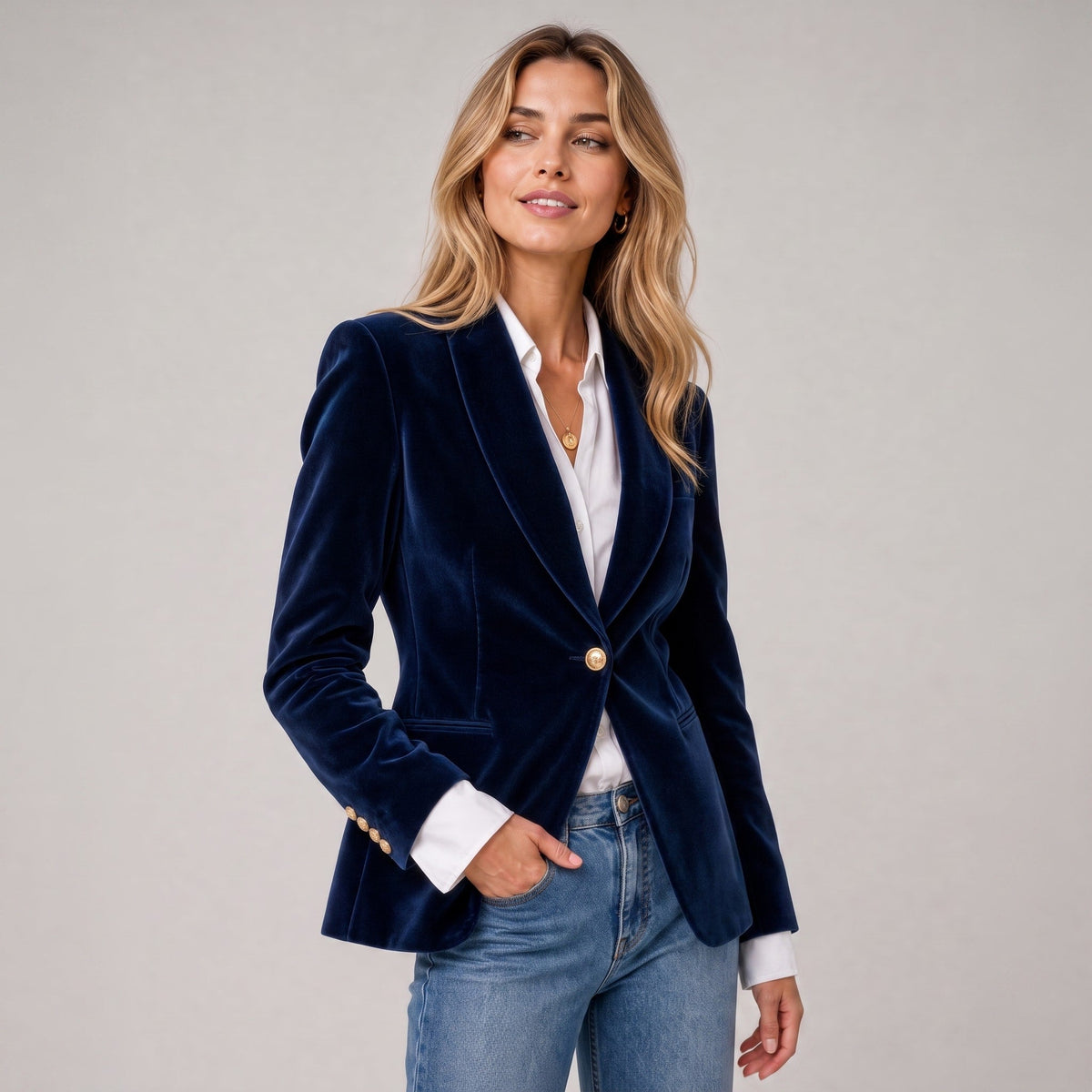 Sophie - Women's Double-Breasted Tailored Blazer - Blazers - Dark Blue - Parker&Brooks
