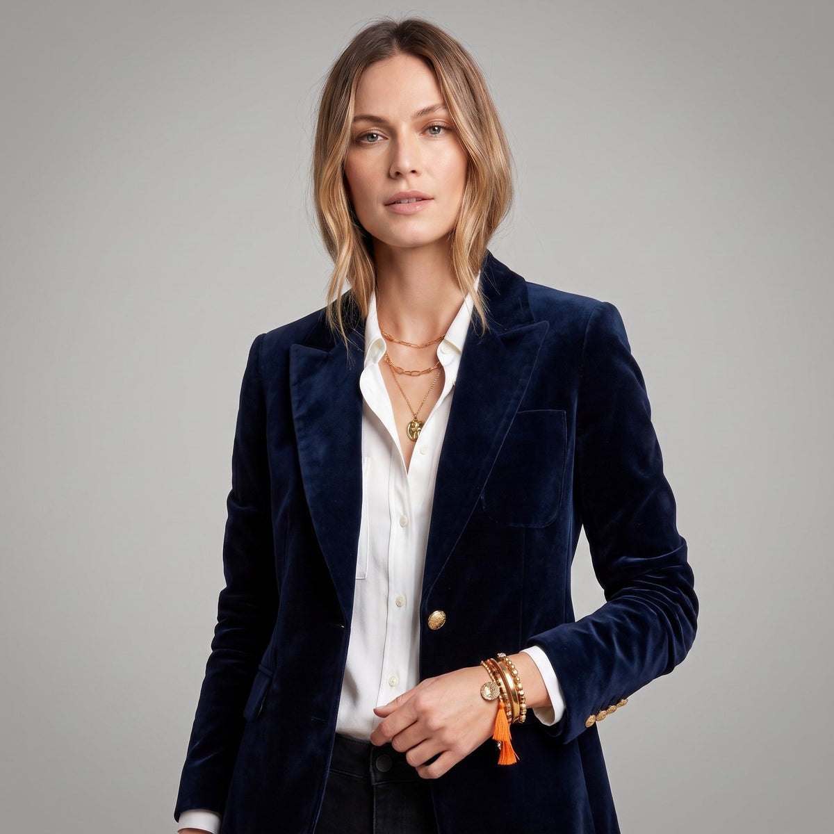 Sophie - Women's Double-Breasted Tailored Blazer - Blazers - Dark Blue - Parker&Brooks