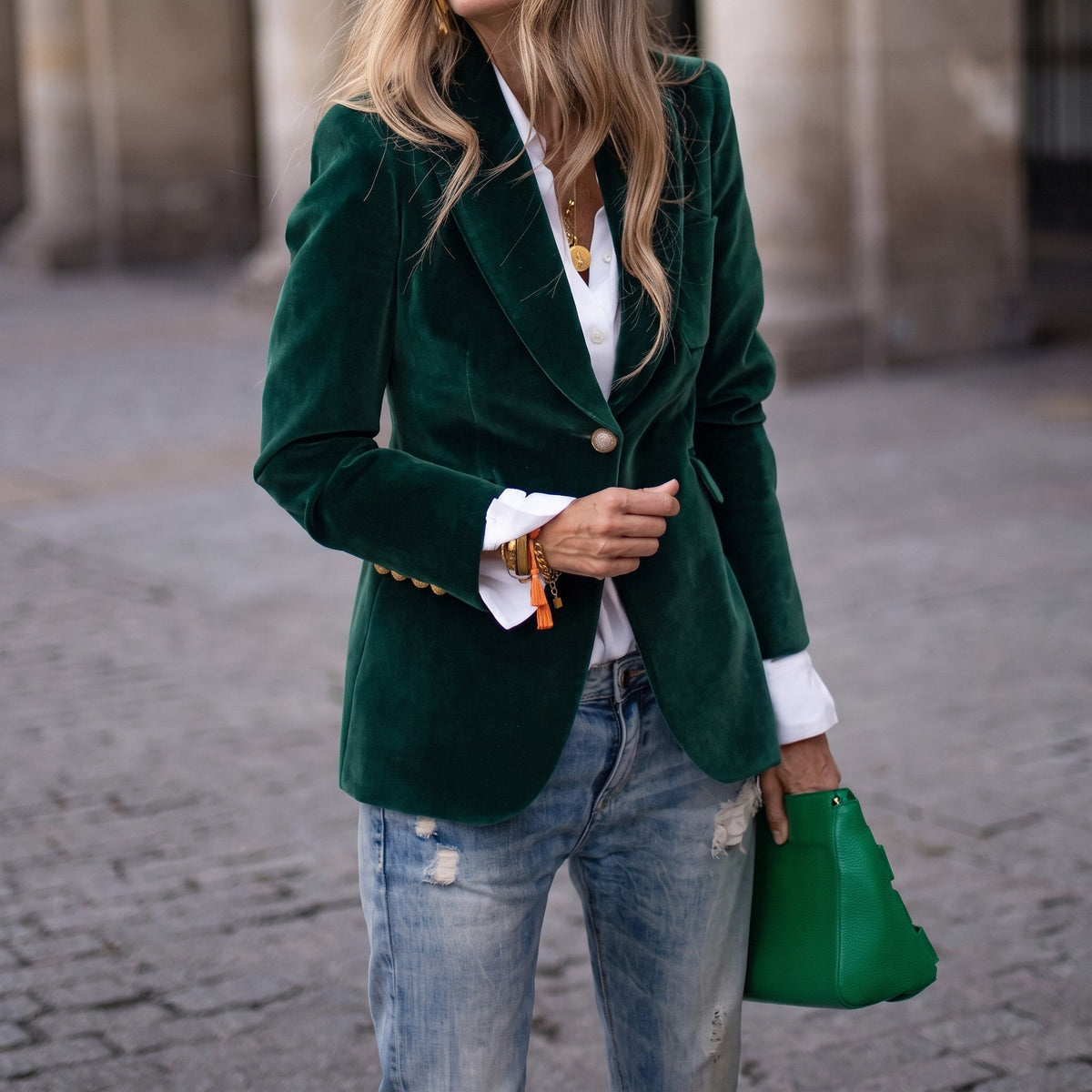 Sophie - Women's Double-Breasted Tailored Blazer - Blazers - Green - Parker&Brooks