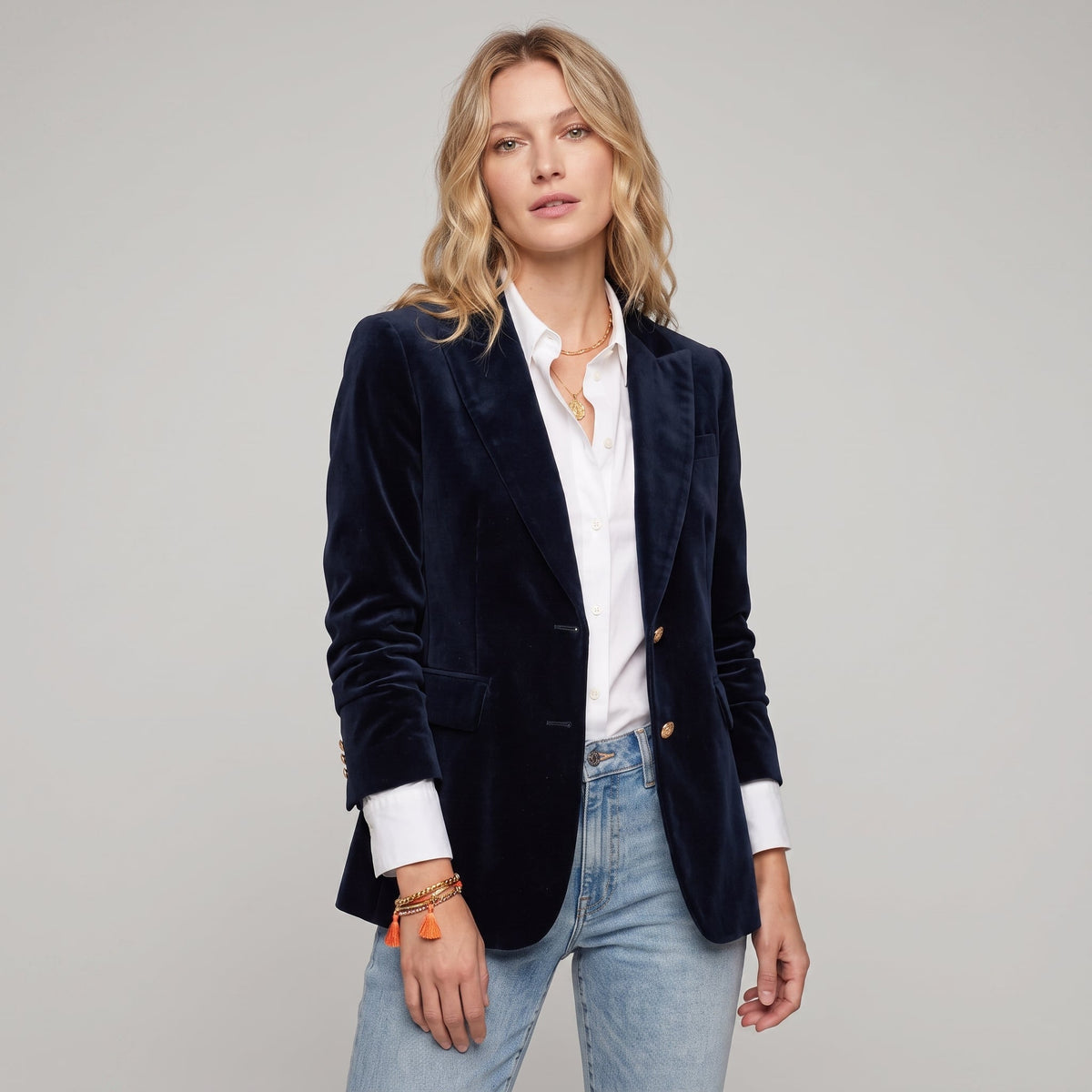 Sophie - Women's Double-Breasted Tailored Blazer - Blazers - Dark Blue - Parker&Brooks