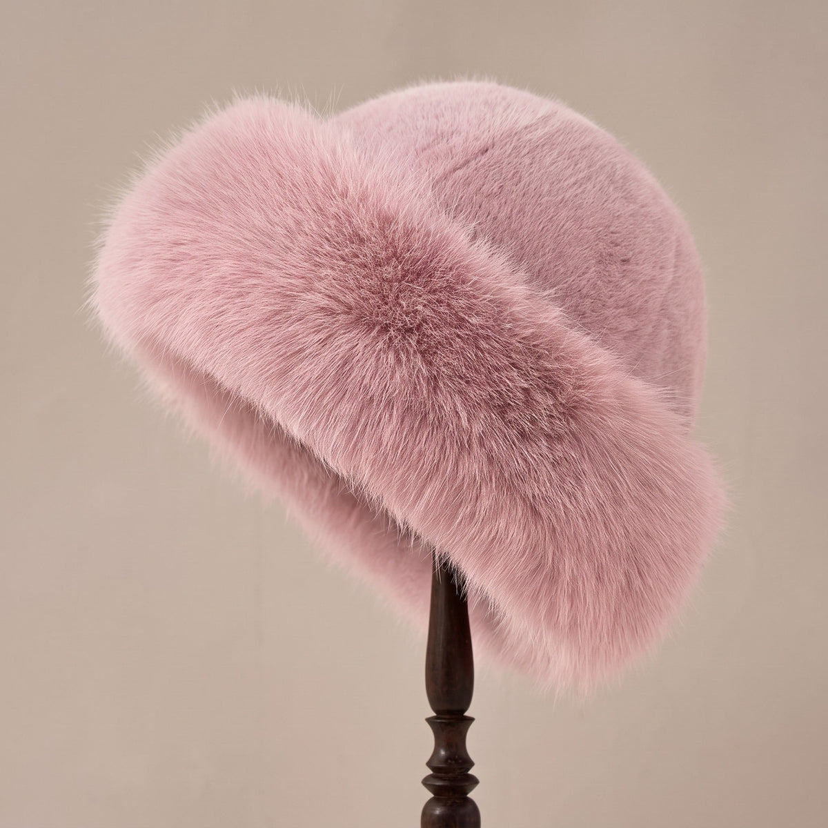 Sophie - Women's Faux Fur Trim Winter Bucket Hat with Ear Coverage - Beanies - Pink - Sarvento