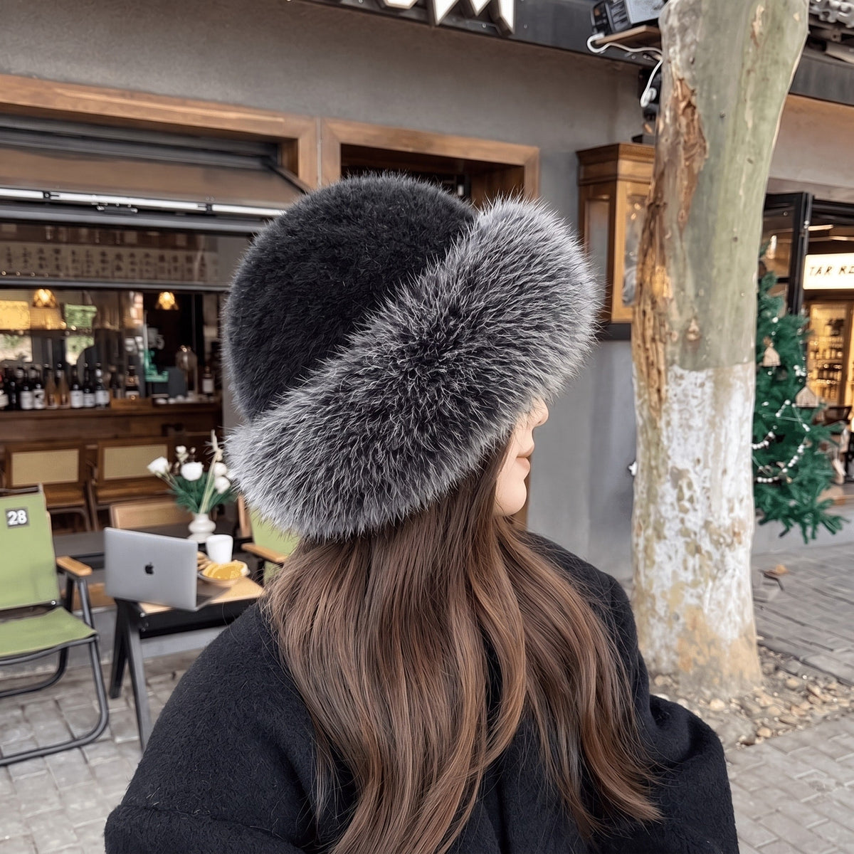 Sophie - Women's Faux Fur Trim Winter Bucket Hat with Ear Coverage - Beanies - Gray - Sarvento