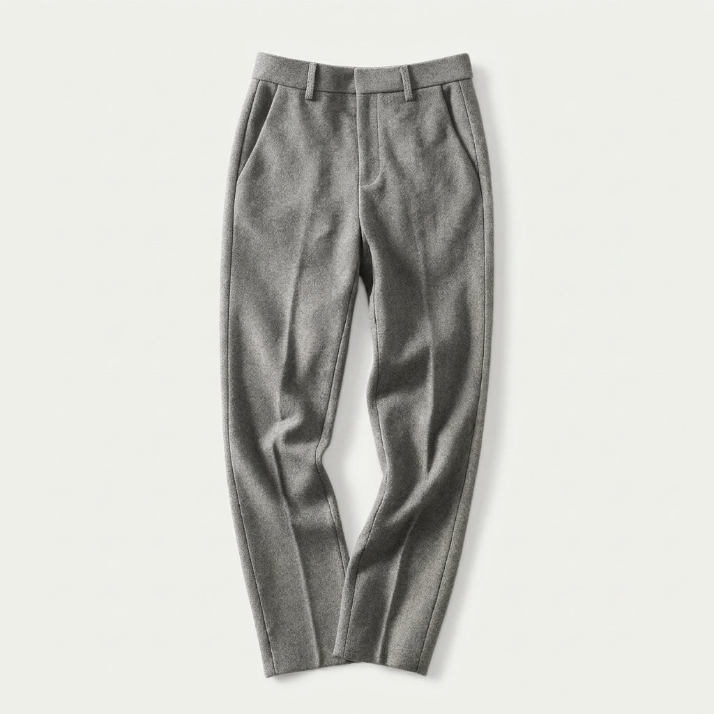 Sophie – Women’s Herringbone Straight Leg Tailored Trousers with Slanted Pockets - Trousers - Gray - Sarvento