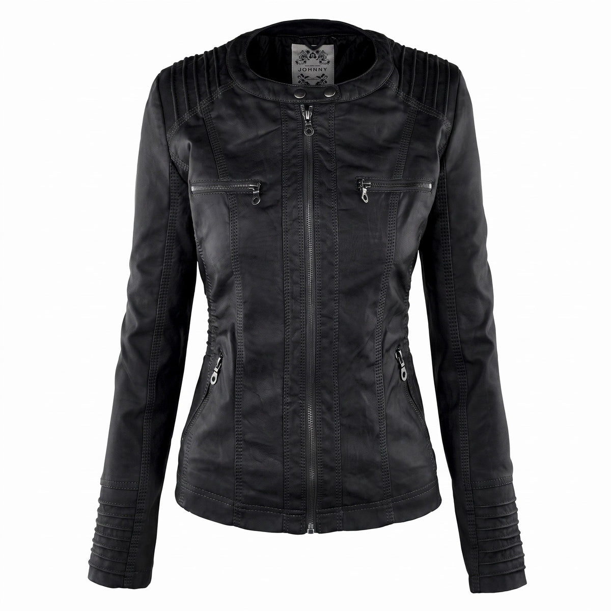Sophie - Women's Hooded Moto Jacket with Detachable Hood - Motorcycle Outerwear - Black - Parker&Brooks