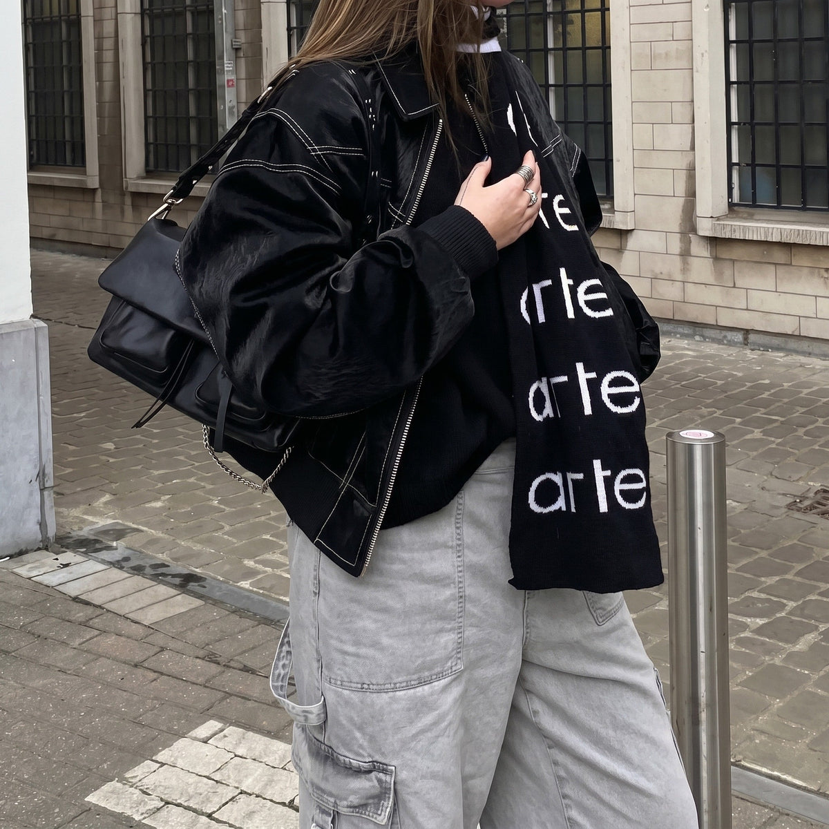 Sophie - Women's Oversized Jacket with Contrast Stitching - Coats & Jackets - Black - Parker&Brooks