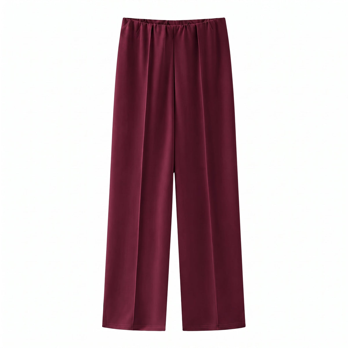 Sophie - Women's Relaxed Fit High-Waisted Wide-Leg Trouser Set - Outfit Sets - Burgundy - Parker&Brooks