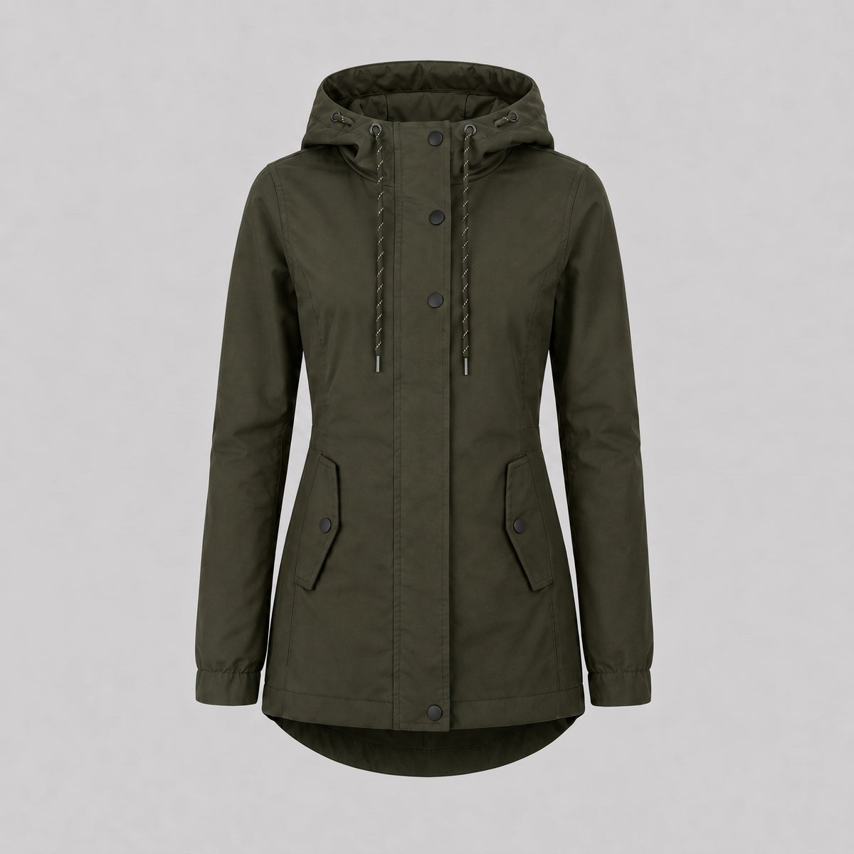 Teresa - Women's Fitted Hooded Utility Jacket with Dual-Closure Front - Coats & Jackets - Green - Parker&Brooks