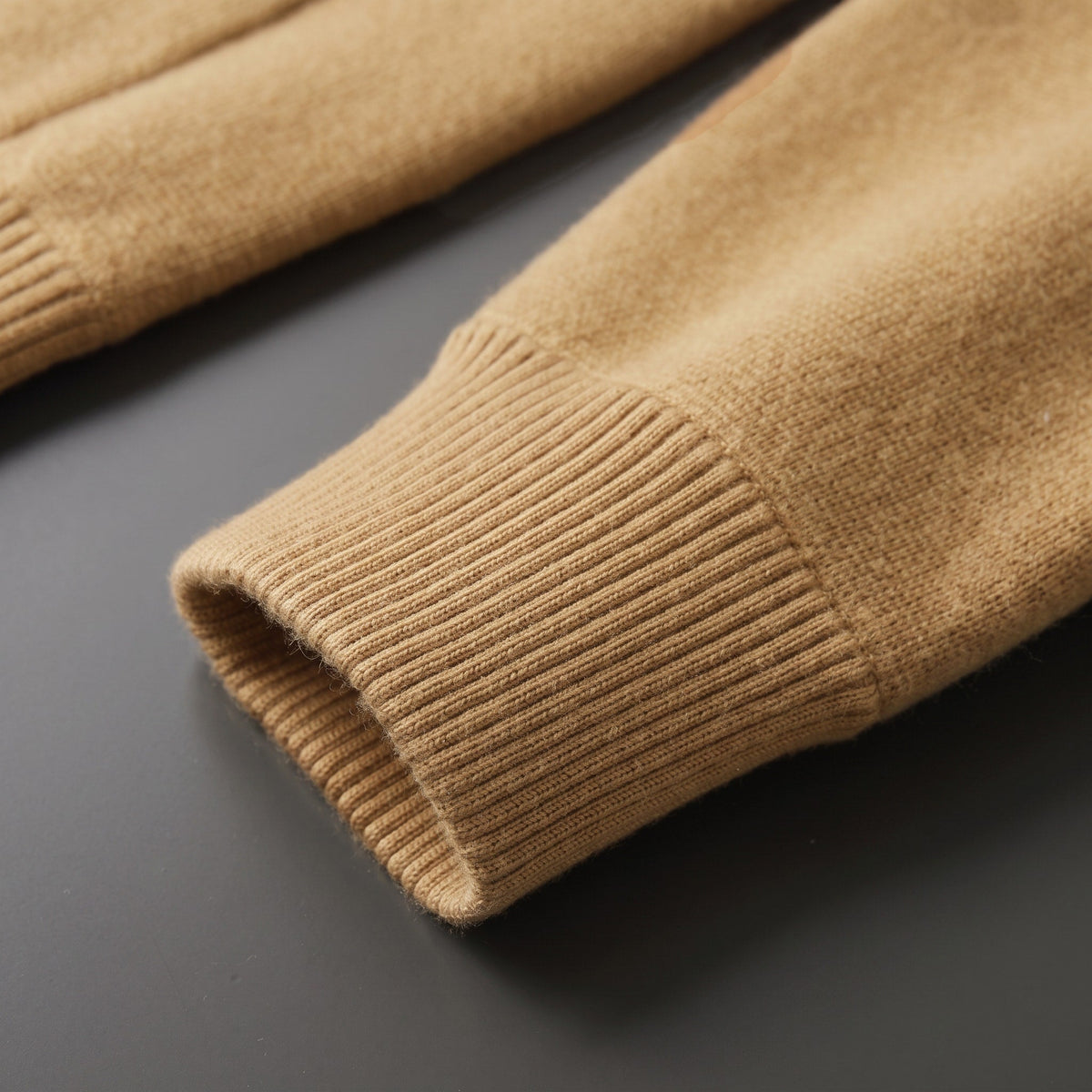 Theo – Men’s Collared Button-Front Knit Shacket with Patch Pockets - Coats & Jackets - Camel - Sarvento