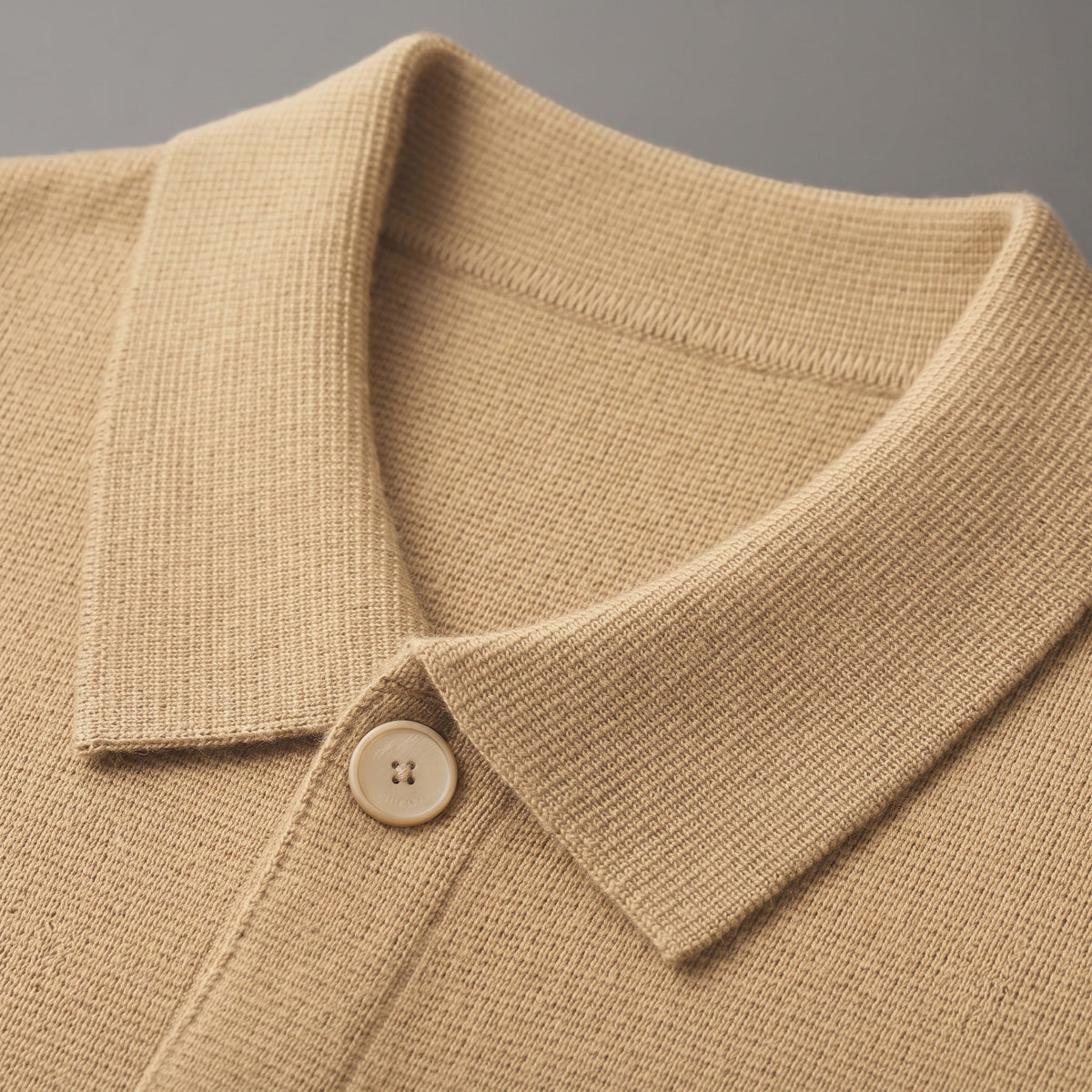 Theo – Men’s Collared Button-Front Knit Shacket with Patch Pockets - Coats & Jackets - Camel - Sarvento