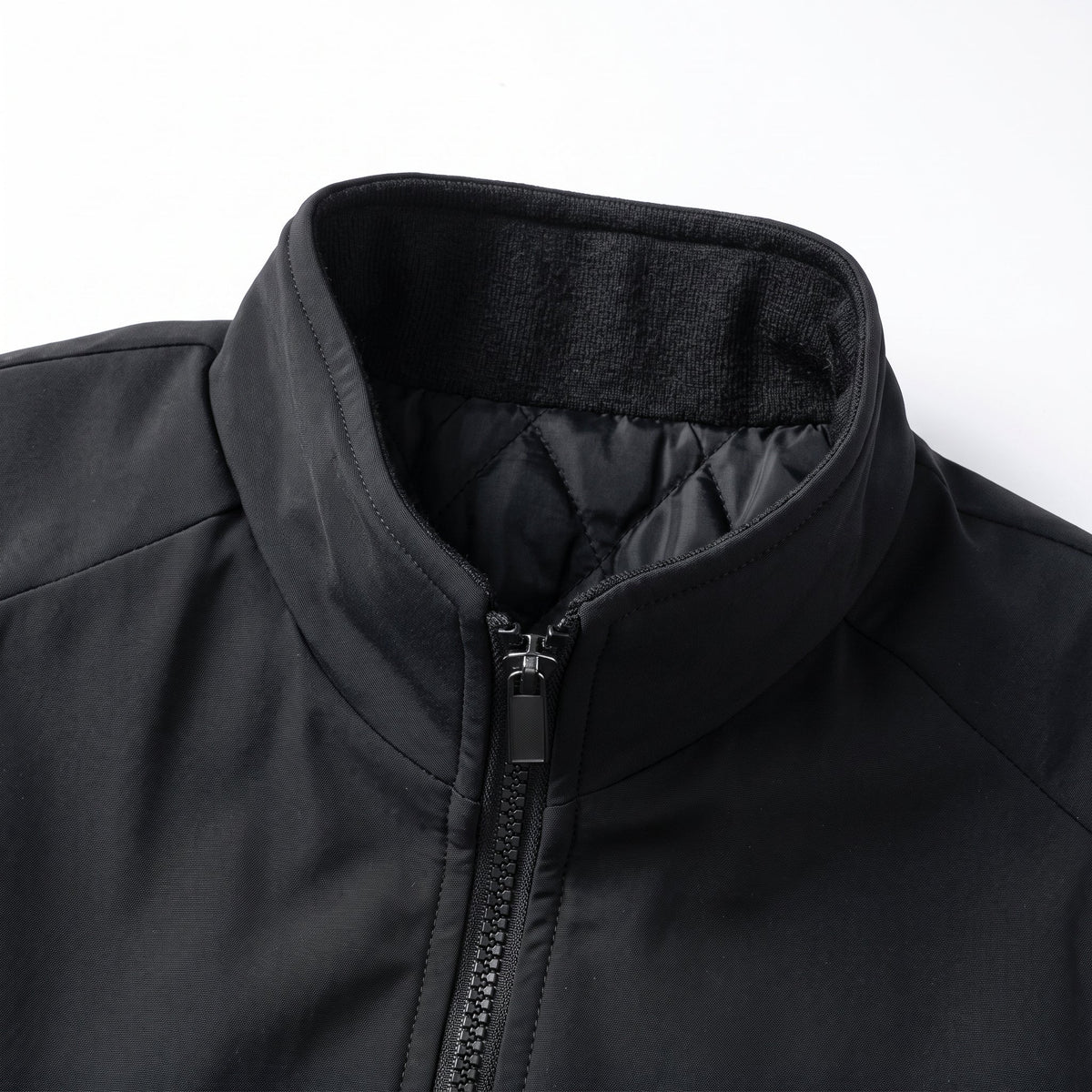 Tom - Men's Water-Resistant Quilted Jacket with Stand Collar - Sport Jackets - Gray - Parker&Brooks