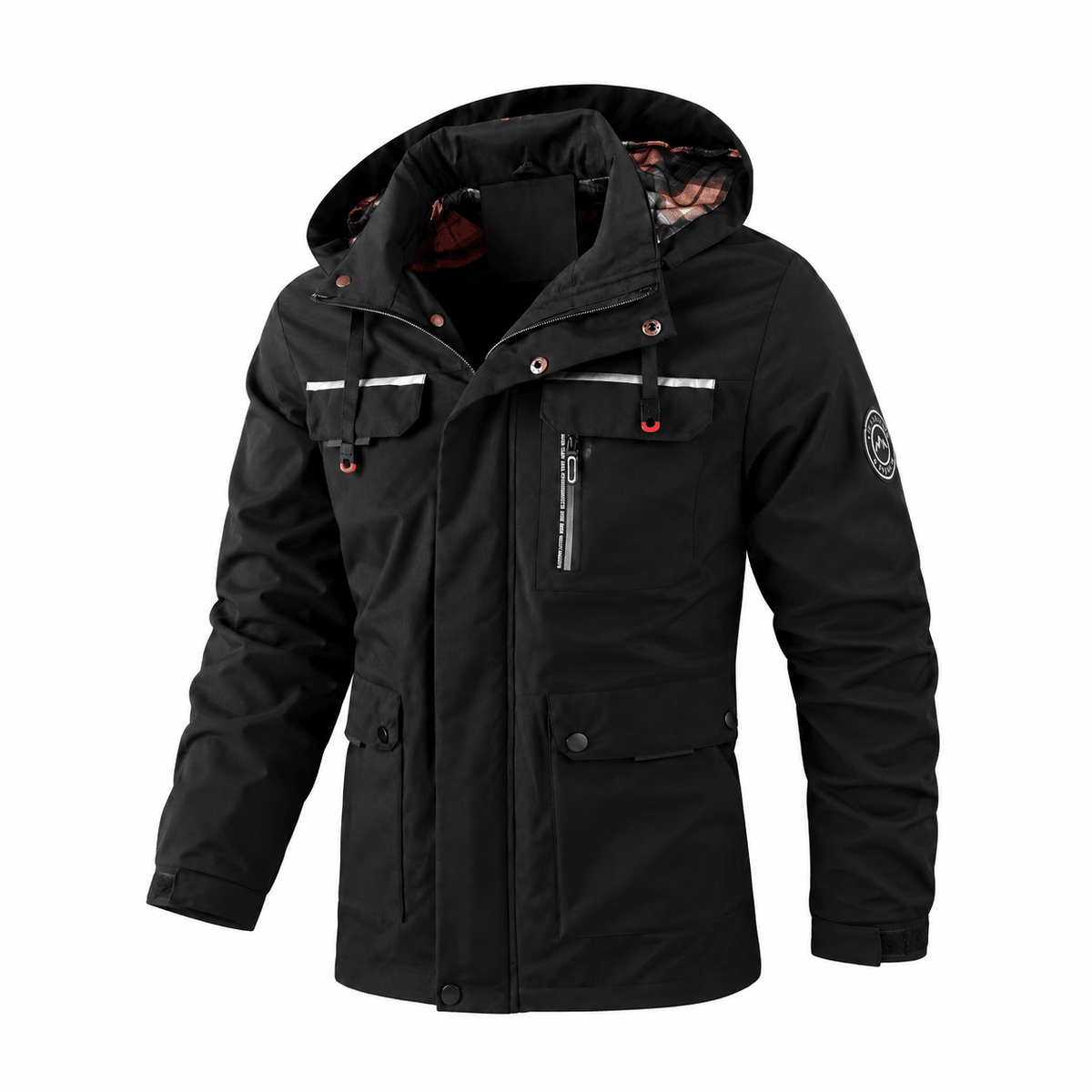William - Men's Hooded Multi-Pocket Parka Jacket with Adjustable Drawcord Hem - Parkas - Black - Parker&Brooks