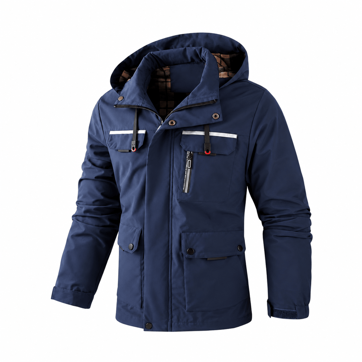 William - Men's Hooded Multi-Pocket Parka Jacket with Adjustable Drawcord Hem - Parkas - Navy - Parker&Brooks