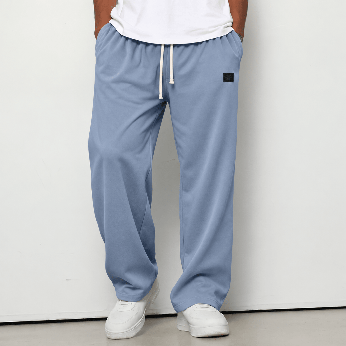 Wyatt - Men's Waffle Knit Relaxed Fit Joggers with Drawstring Waist - Joggers - Light Blue - Sarvento