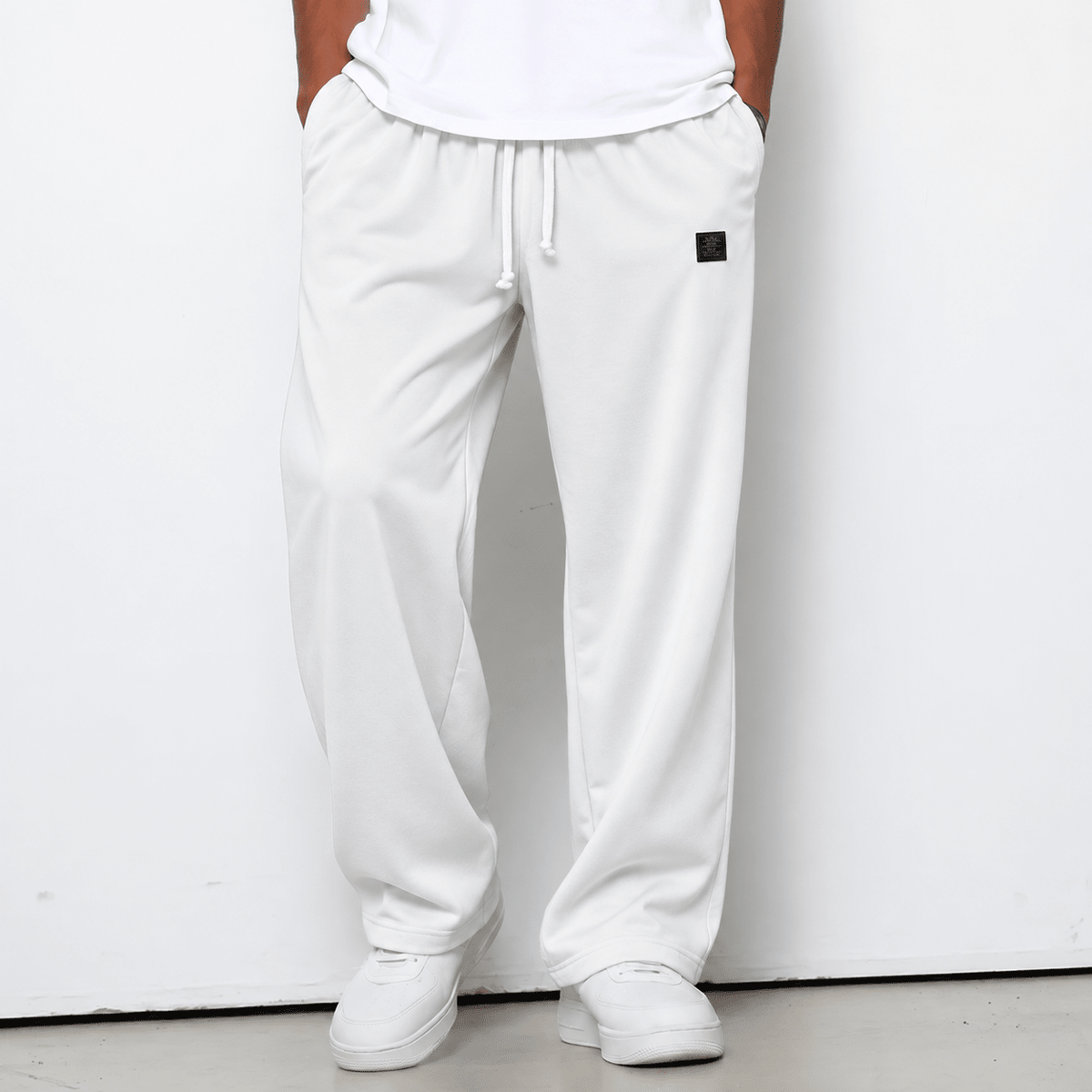 Wyatt - Men's Waffle Knit Relaxed Fit Joggers with Drawstring Waist - Joggers - White - Sarvento